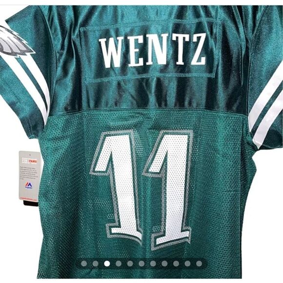 NWT Majestic NFL Philadelphia Eagles Jersey Womens Green Size 1X 11 Carson Wentz - Picture 2 of 6